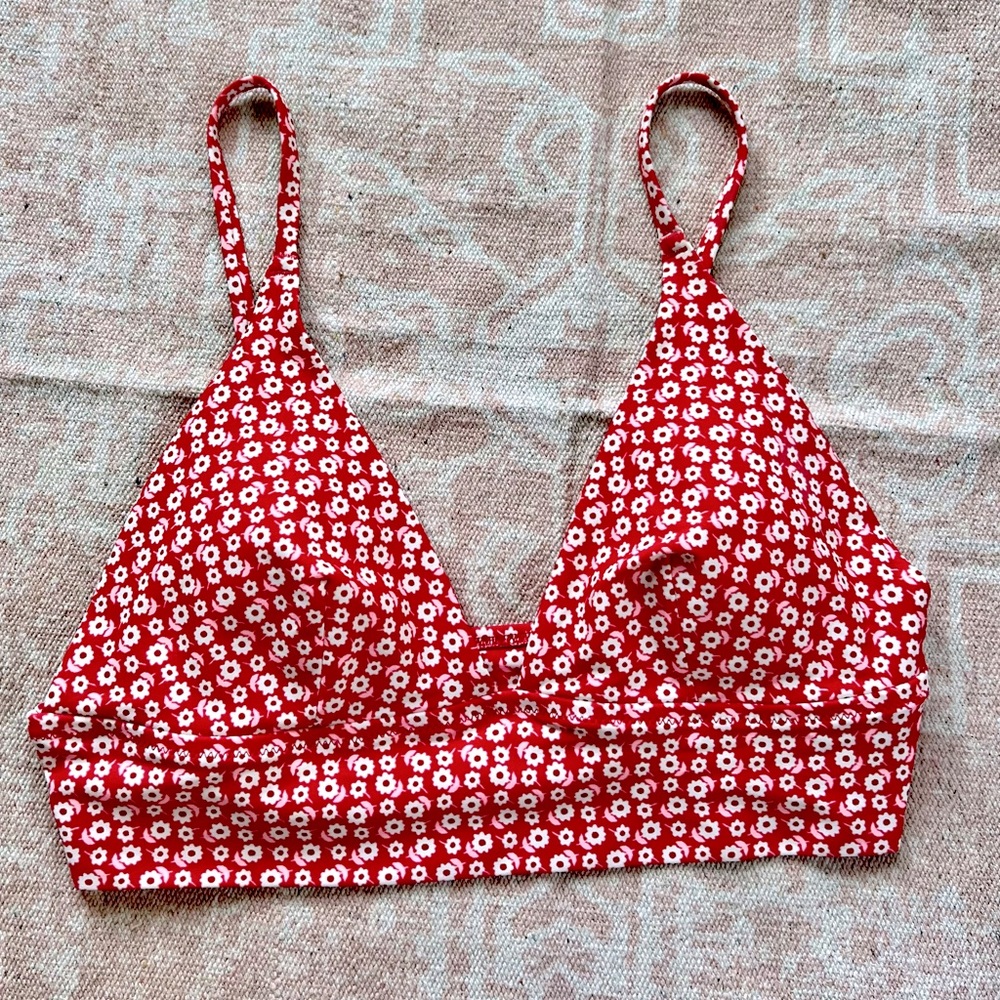 Aerie Floral Triangle Bikini Top